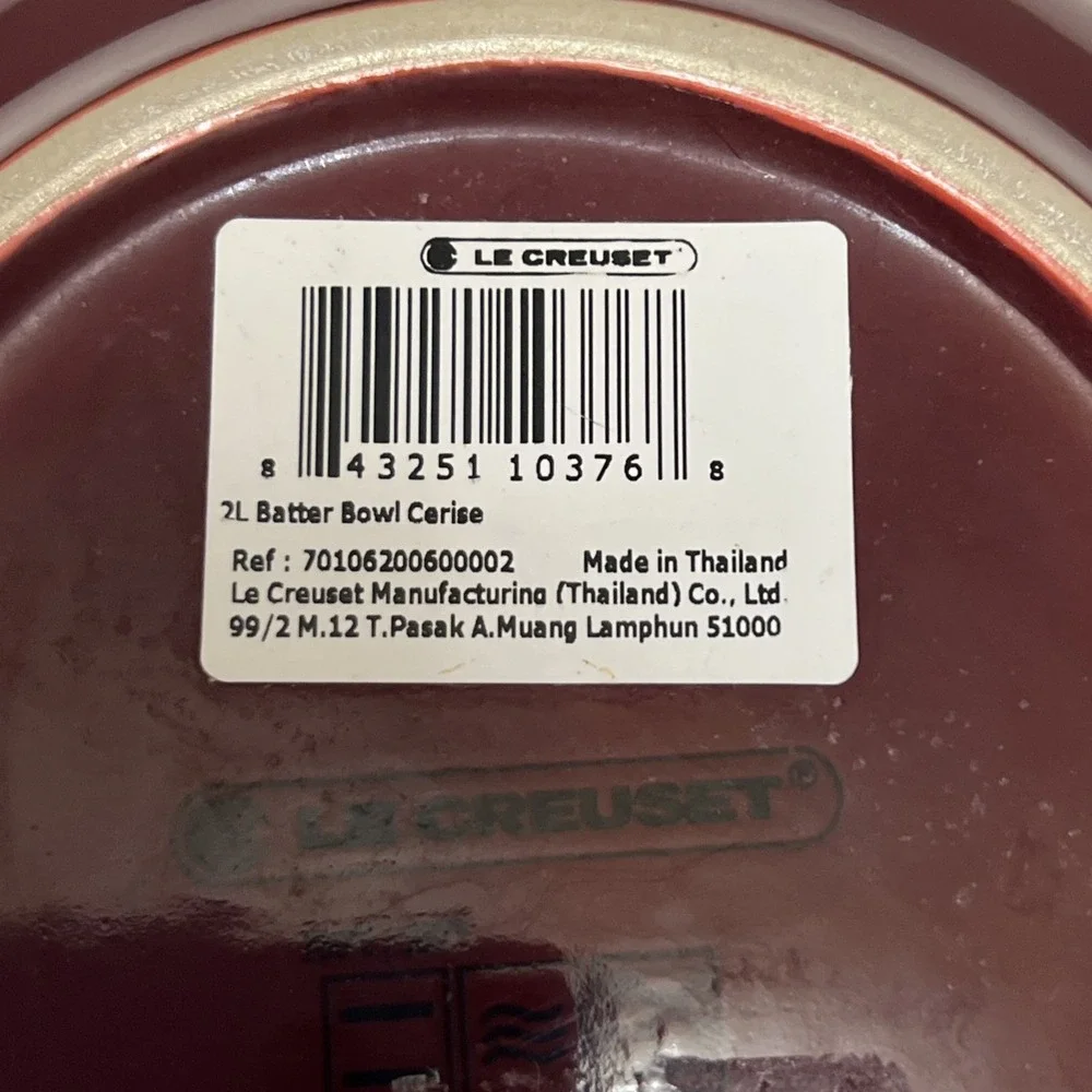 Le Creuset Batter Mixing Bowl Red 2 Qt Spout Handle Glazed Non Stick Carise